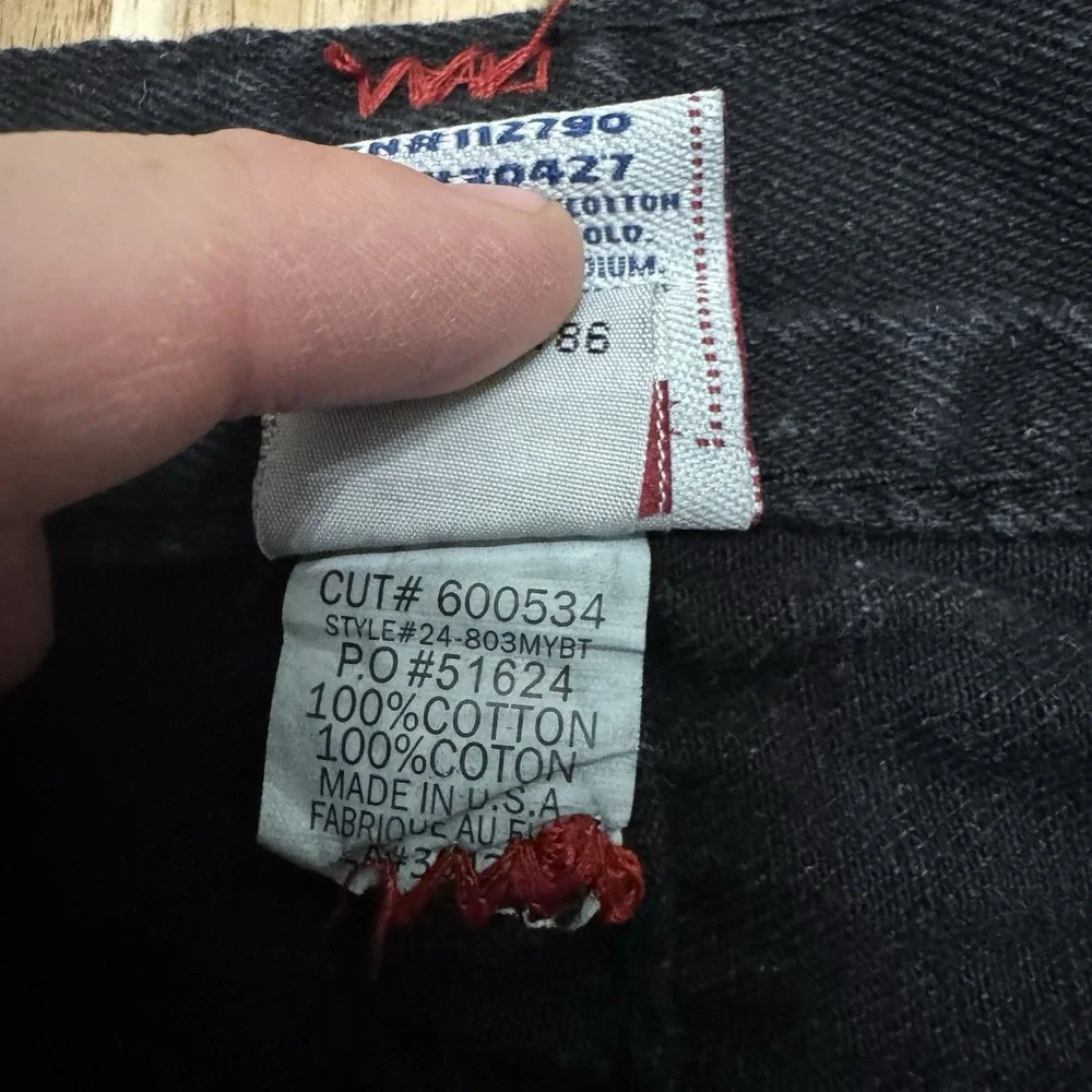 Vintage True Religion Jeans Mens 38x32 Black Red Stitching Billy‎ Super T USA
